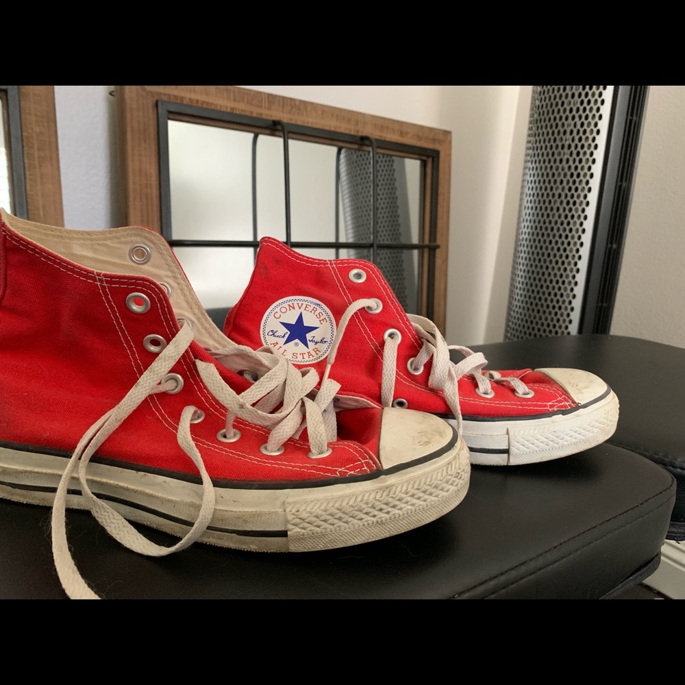 Red hightop converse